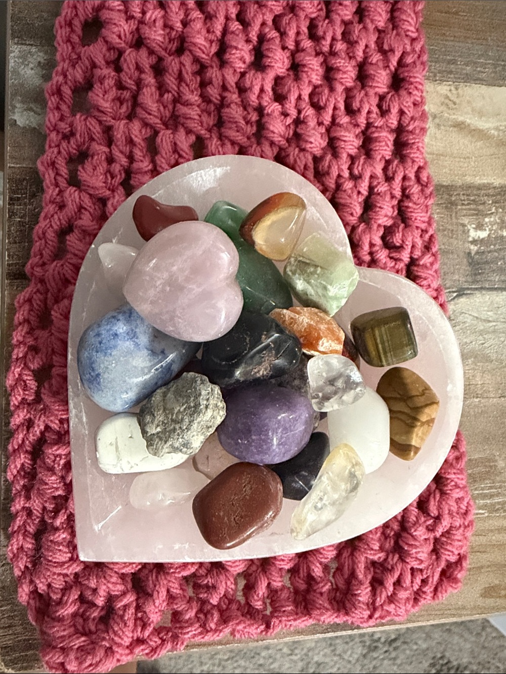 Rose Quartz Heart Jewelry Dish in Pink - Decorative Catchall